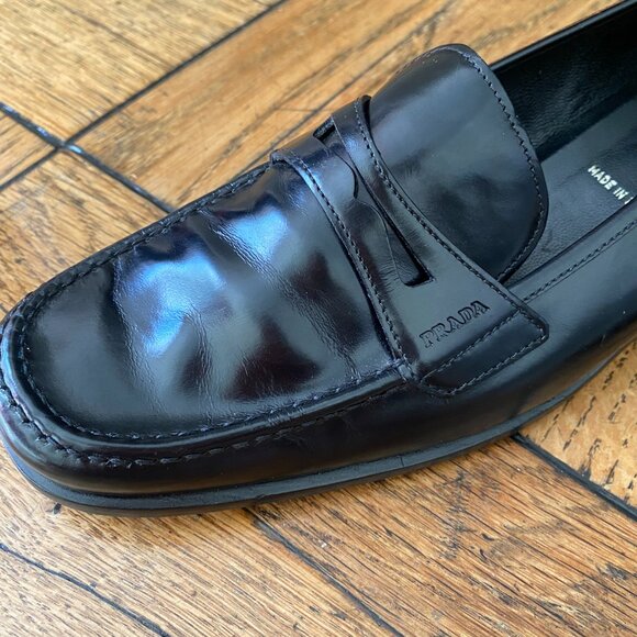 Mens Prada Penny Loafers Black Patent Leather Size 40 - Picture 6 of 6